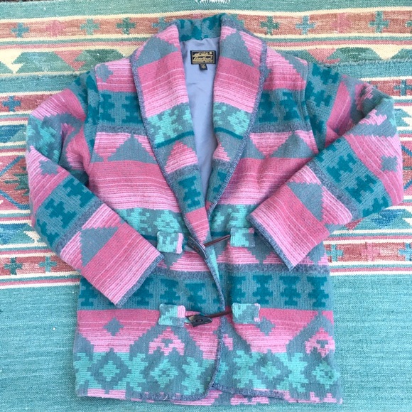 Vintage Eddie Bauer Western Southwest Native American Wool Coat - Picture 1 of 16